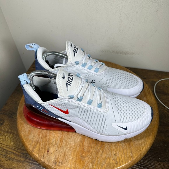 Nike Air Max 270 USA White Red Blue Mens DJ5172-100 Size 9.5 Running Shoes